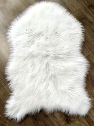 Меховой белый коврик шкура 85 х 55 см, коврик мех, пушистый коврик