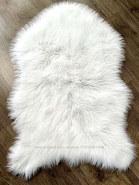 Меховой белый коврик шкура 85 х 55 см, коврик мех, пушистый коврик