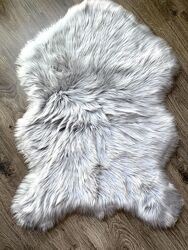 Меховой коврик под овчину 90х60 см, серый коврик мех