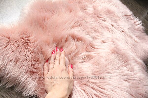Пушистый розовый коврик шкура 60х90 см, меховой коврик