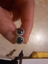серьги серебро 925 с черными бриллиантами-муассанитами 0.5Ct
