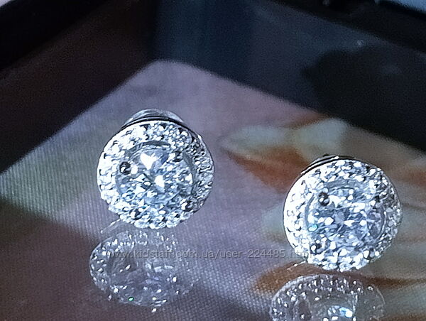 серьги серебро 925 с бриллиантами муассанитами