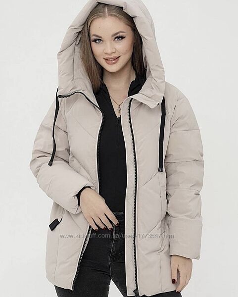Зимова куртка , пуховик беж , фабрична якість