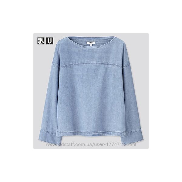 Uniqlo U блузи сорочки котон джинс оверсайз вибір кольору розміру