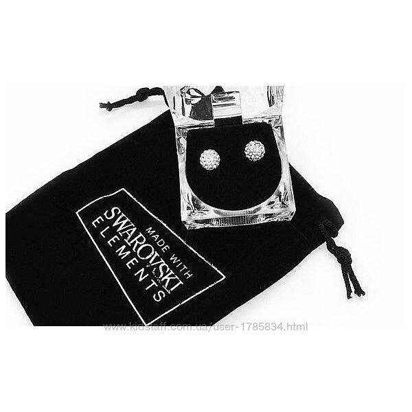 серебряные серьги с кристаллами Swarovski.