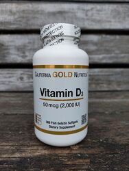 California Gold Nutrition, витамин D3,2000 МЕ,360 рыбно-желатиновых капсул