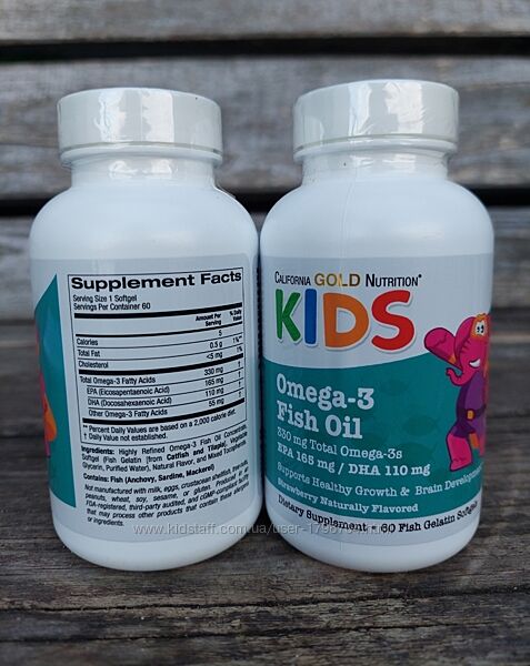 Oslomega, омега-3 для детей, натуральный клубничный вкус, 60 капсул