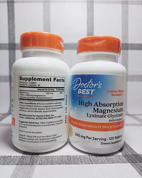Doctor&acutes Best, магний глицинат, 100 мг, 120 и 240 таблеток