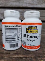 Natural Factors, высокоэффективный комплекс витаминов В, 90 капсул
