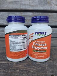 Now Foods, жевательные пастилки с ферментами папайи, 180пастилок