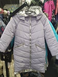 Зимняя удлиненная куртка пальто для девочки. 128р.
