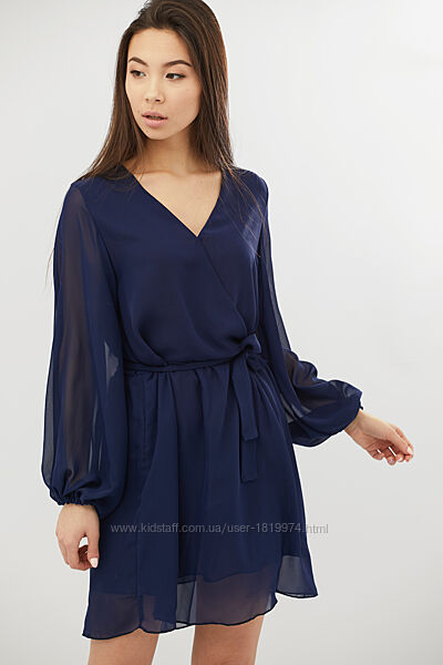Платье синее короткое с рукавами шифонове плаття коротке синє