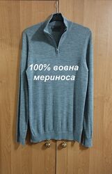 Шерстяной гольф m&s с воротом на молнии шерсть мериноса теплый свитер