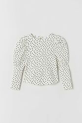 Блуза  Zara з круглим вирізом і довгими рукавами 
