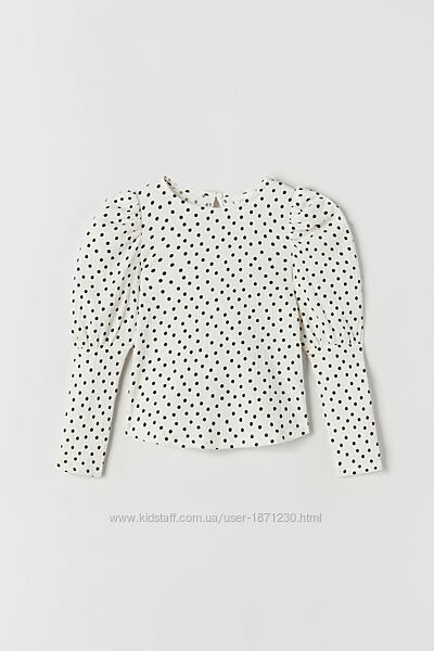 Блуза  Zara з круглим вирізом і довгими рукавами 