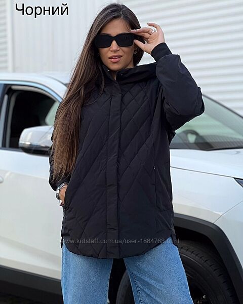 Куртка женская стеганная деми. Куртка удлинённая с капюшоном Два цвета 