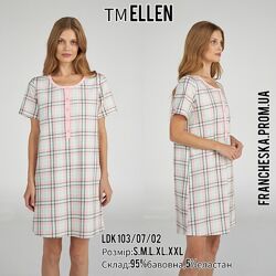 Жіноча домашня нічна сорочка в клітинку ТМ Ellen розмір S