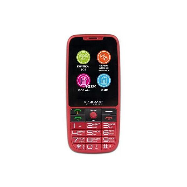 Мобильный телефон Sigma Comfort 50 Elegance 3 1600 mAh SIMO ASSISTANT Red 4827798233795
