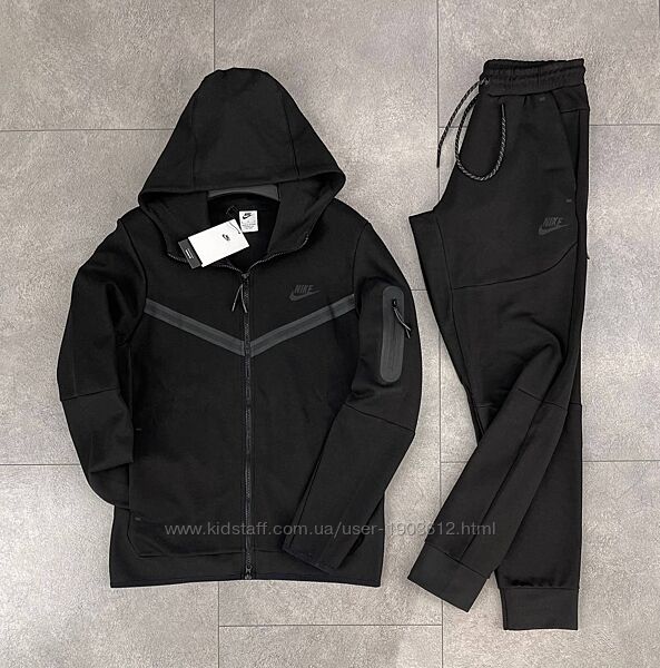 Топовий Чоловічий Спортивний Костюм Nike Tech Fleece // Чорний/Беж/Сірий