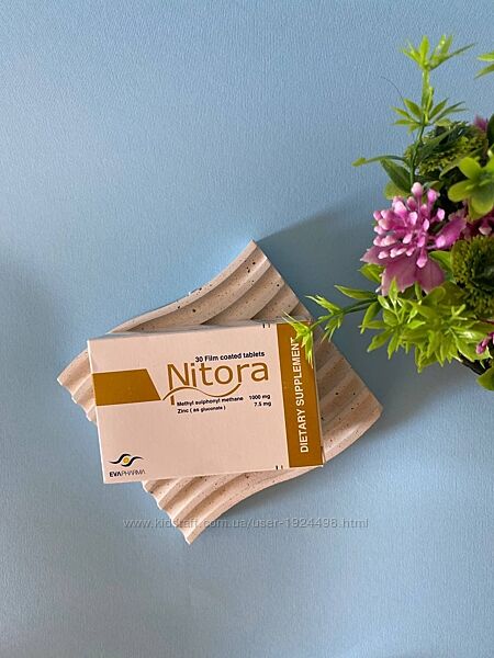 Nitora Нітора Вітаміни для волосся та нігтів сірка МСМ і цинк 30табл Єгипет