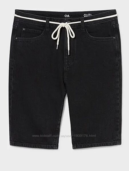 Женские джинсовые чёрные шорты-бермуды большого размера C&A