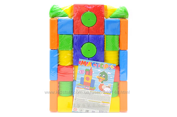 Кубики - конструктор Мастерок 3 1-072 , 36 деталей, Masterplay