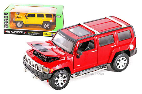 Машина металева Hummer H3 , 68240А, Автопром Хаммер, 124, звук, світло