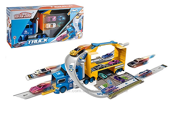 Машинка фура, автовоз, трейлер-паркінг зі спуском 660-S46 з металевими машин