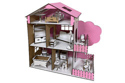  Ляльковий будиночок з мансардою  TREE HOUSE Рожевий 