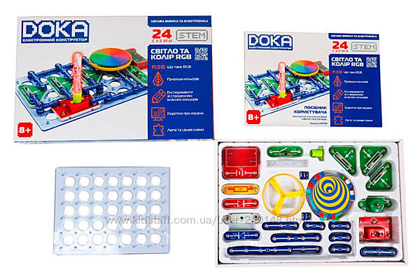 Конструктор електронний DOKA СВІТЛО ТА КОЛІР RGB D70700 DOKA, 24 схеми