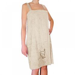 Сарафан женский махровый полотенце с вышивкой для сауны бани