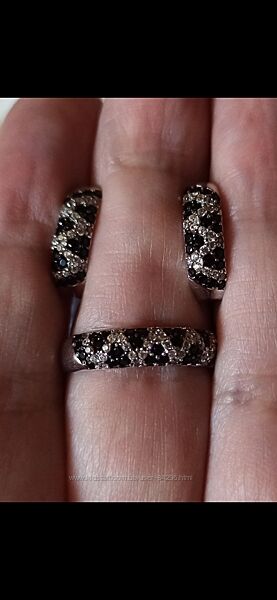 Серьги и кольцо серебряные 