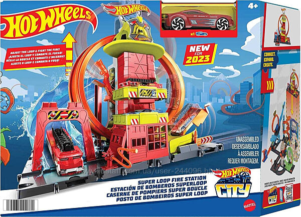 Игровой набор Hot Wheels Супер петля с пожарной станцией HKX41 579648  