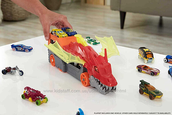 Хот Вілс Дракон Випльовує Машинки Hot Wheels Dragon Launch Transporter