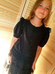 Вышитая блуза Zara  с кружевом  9-10 лет 