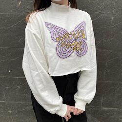 Укороченный свитшот H&M с бабочкой S/M