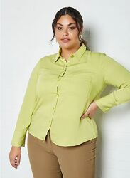 Атласная лаймовая рубашка  Mango 54-56-58  