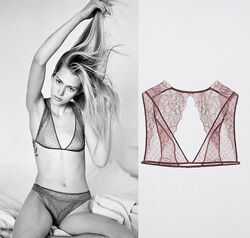 Бралетт zara с кружевом и вышивкой плюмети р. l