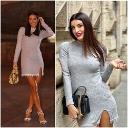 Трикотажное платье zara со стразами S-M