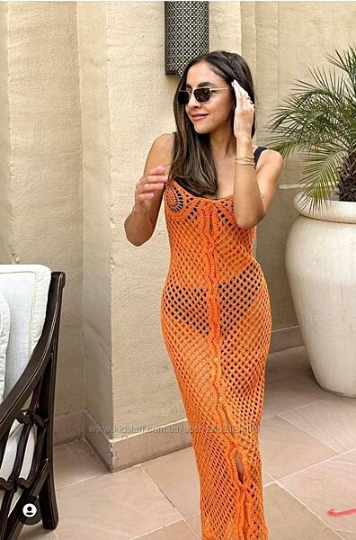 Платье миди zara из кружева кроше sm