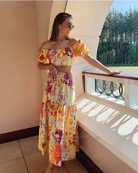 SALE Яркий цветочный костюм H&M с лиоцелем M-L-XL