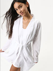 Попліновий вишитий комплект халат  нічна сорочка Lefties L/XL
