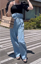 Джинсовые штаны zara с поясом paperbag s-m