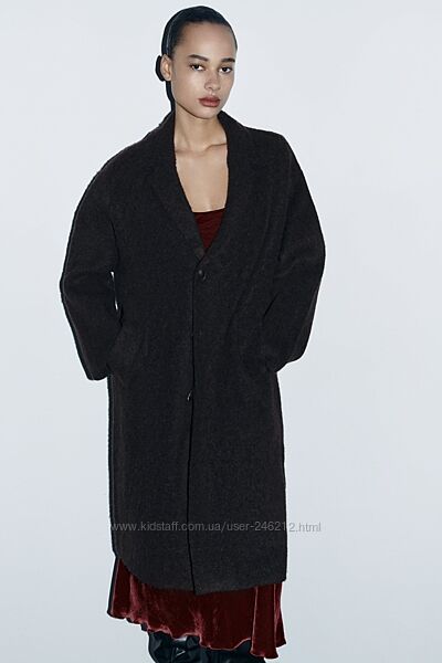 Шоколадне трикотажне пальто Zara з начосом L/XL/XXL