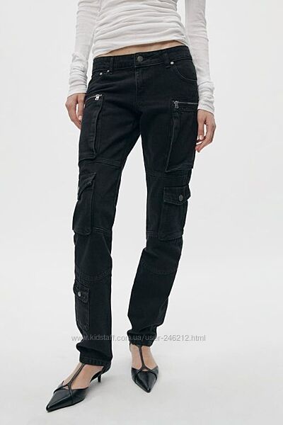 Чорні слим джинси карго Zara EU 40  наш 46