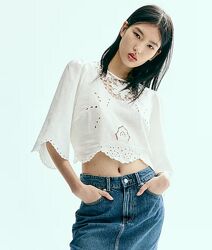 Найкрасивіша вишита блуза топ H&M зі льоном M-L