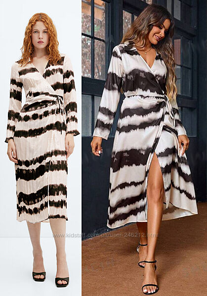 Сукня пліссе mango тай-дай на запах l/xl