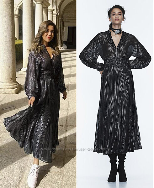 Шифонова сукня Zara зі сріблястою ниткою S-M-L