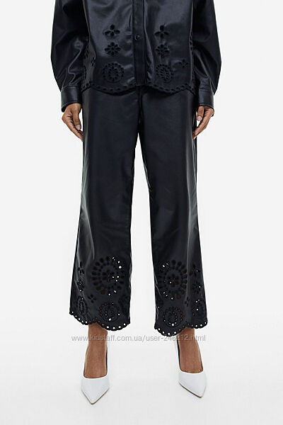 Шкіряні штани кюлоти H&M з вишивкою M/L