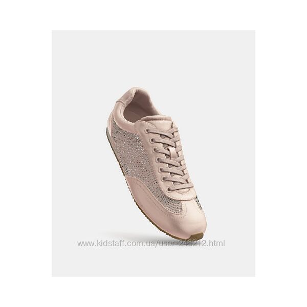 Пудрові кросівки Zara зі стразами р.39